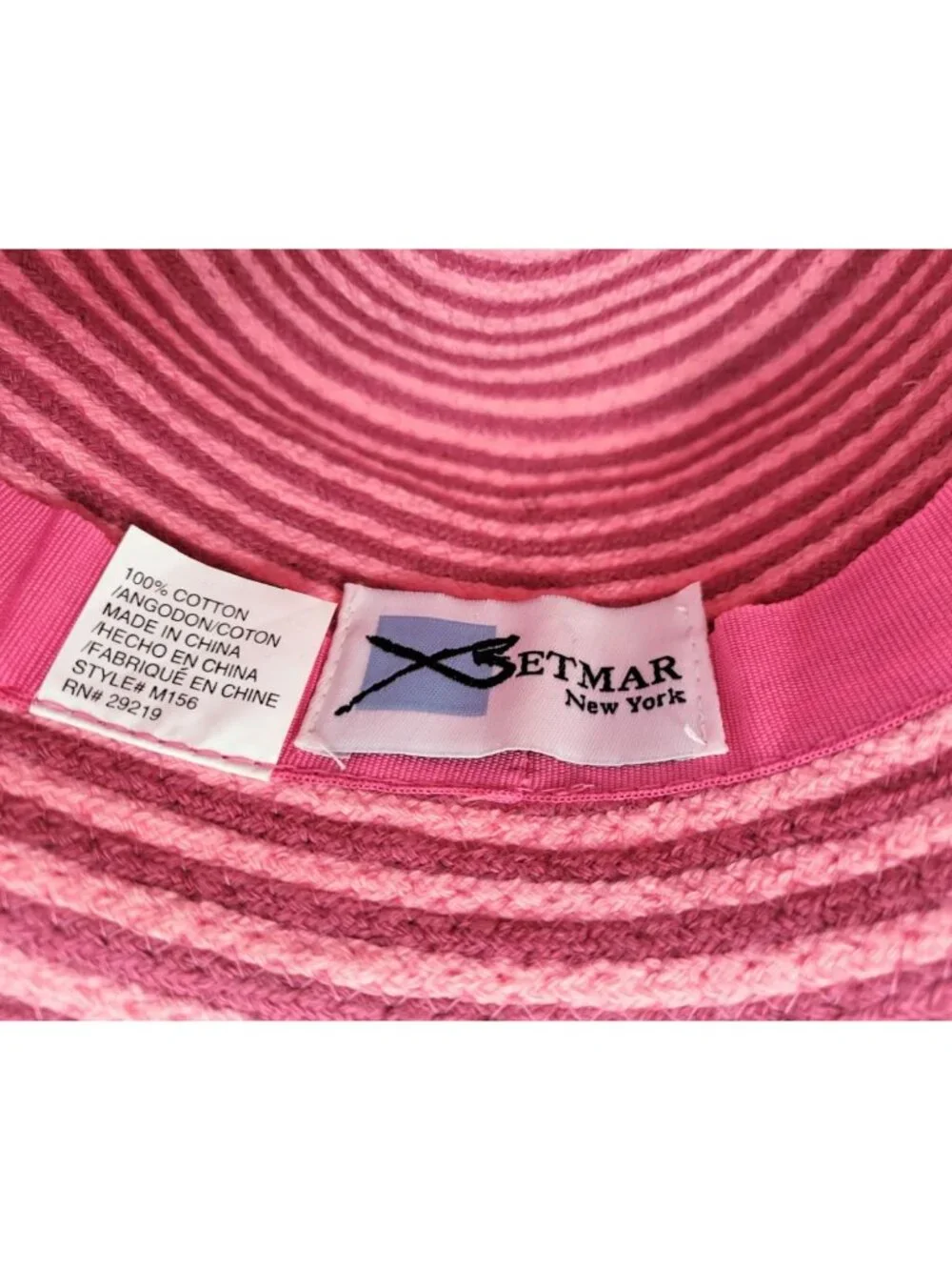 BETMAR New York Pink Striped Cloche-Style Bucket Hat - Women's OS